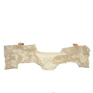 Antique Handmade Filet Crochet Lace Camisole Cover Cream Floral Silk Ribbon 25in
